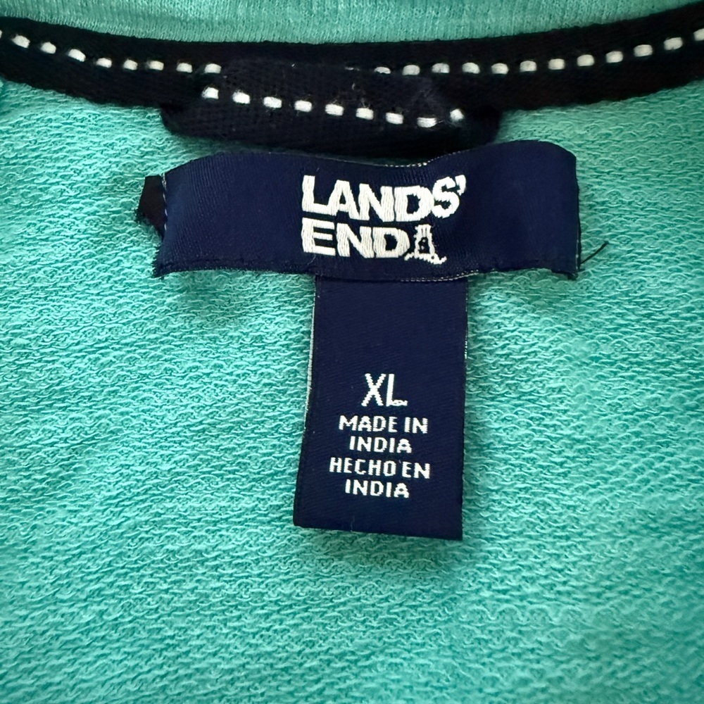 Lands' End Teal and White Striped quarter zip Pullover - Beachy Vibes - Picture 3 of 5